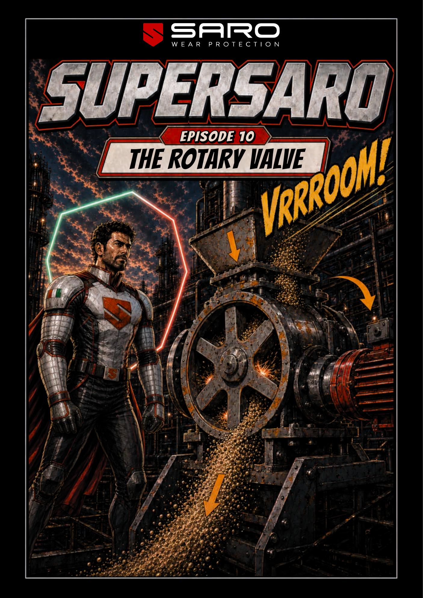 SuperSaro - Cover of the SARO comic book series on anti-wear solutions for industry