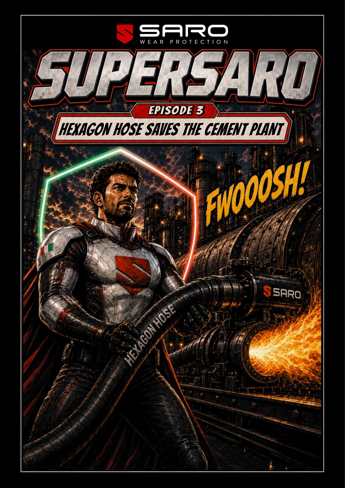 SuperSaro - Cover of the SARO comic book series on anti-wear solutions for industry