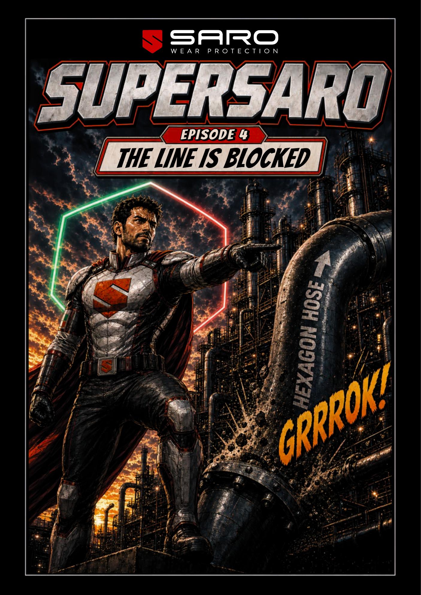 SuperSaro - Cover of the SARO comic book series on anti-wear solutions for industry