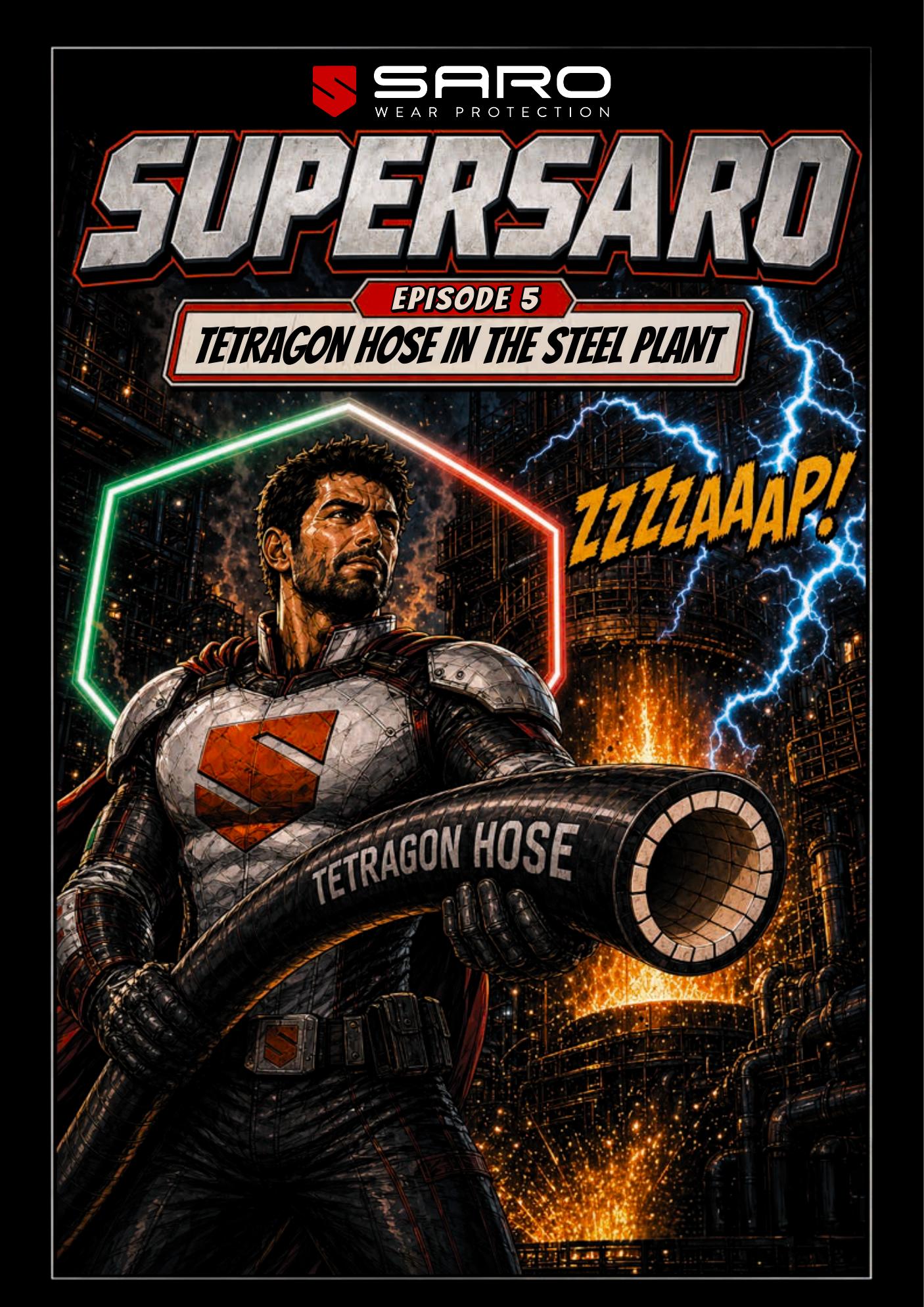 SuperSaro - Cover of the SARO comic book series on anti-wear solutions for industry