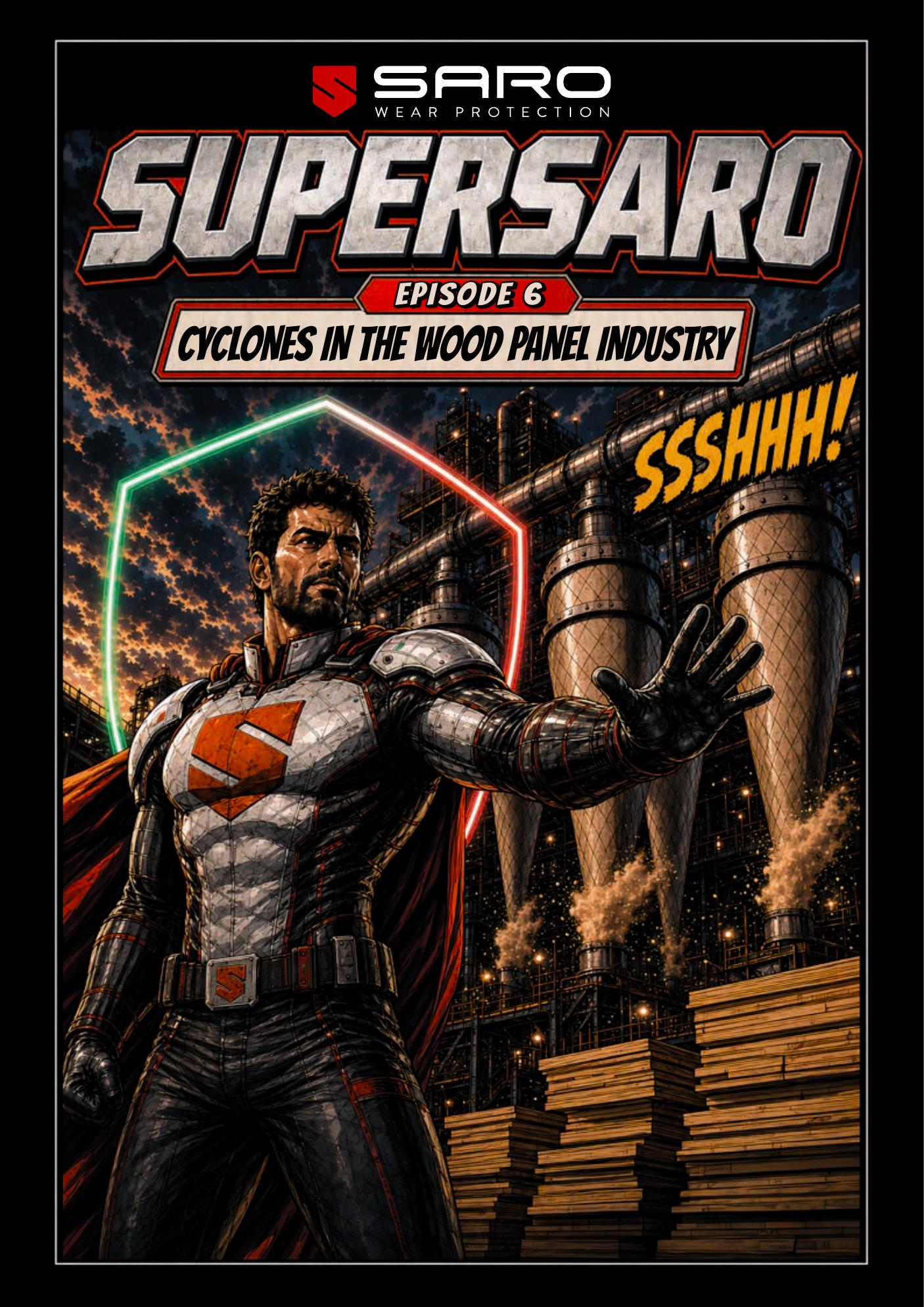 SuperSaro - Cover of the SARO comic book series on anti-wear solutions for industry