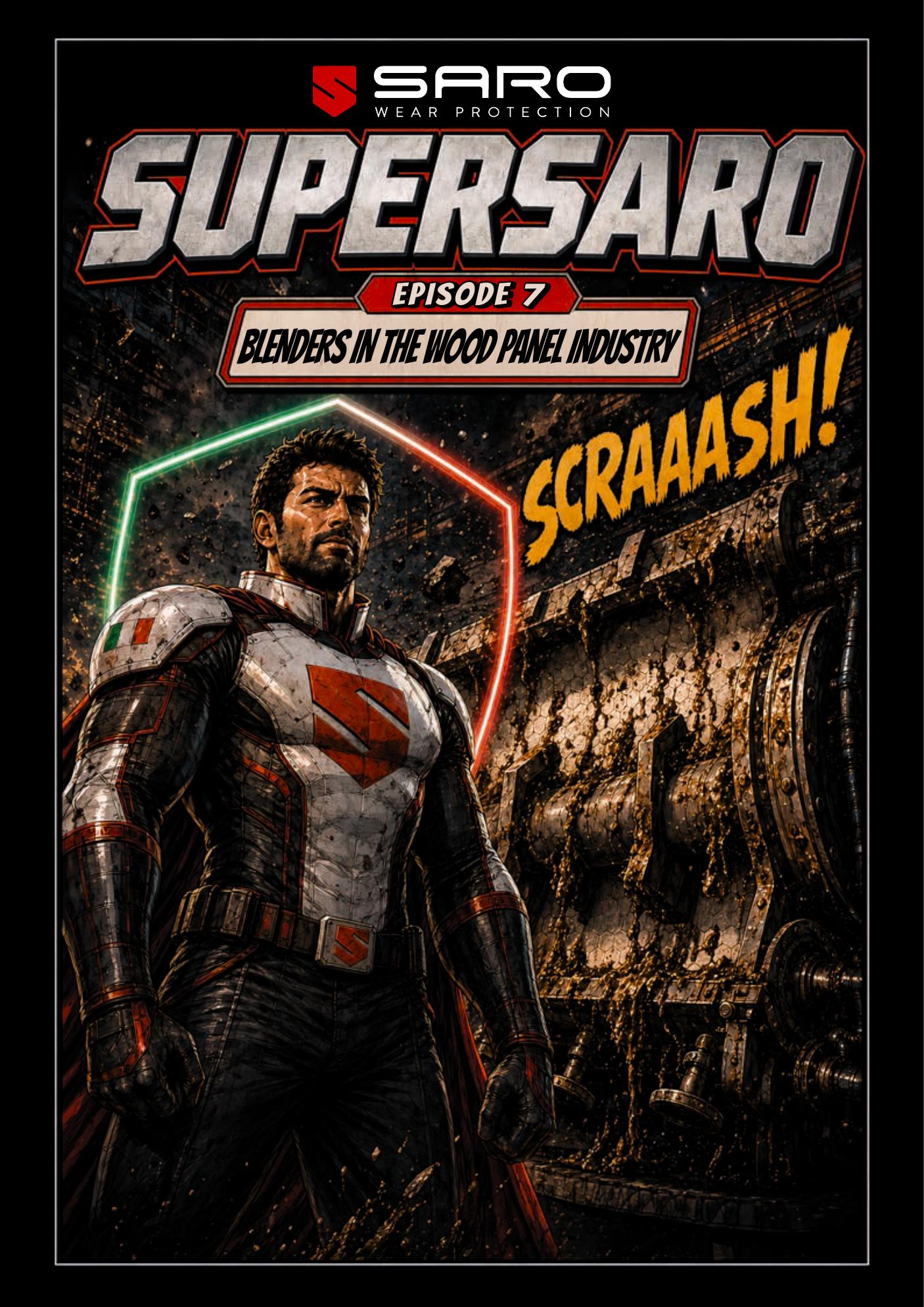 SuperSaro - Cover of the SARO comic book series on anti-wear solutions for industry